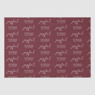 Joyful Pattern Merry Christmas Name Burgundy Tissue Paper