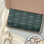 Joyful Pattern Merry Christmas Name Dark Green<br><div class="desc">Joyful Pattern Merry Christmas Name Dark Green. Easily personalise with your greeting and names. Joyful is in a modern playful set script in white which can be changed to another colour if you so wish as can the dark green background via edit further.</div>