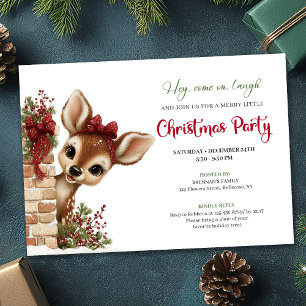 Joyful peeking reindeer instant download invite
