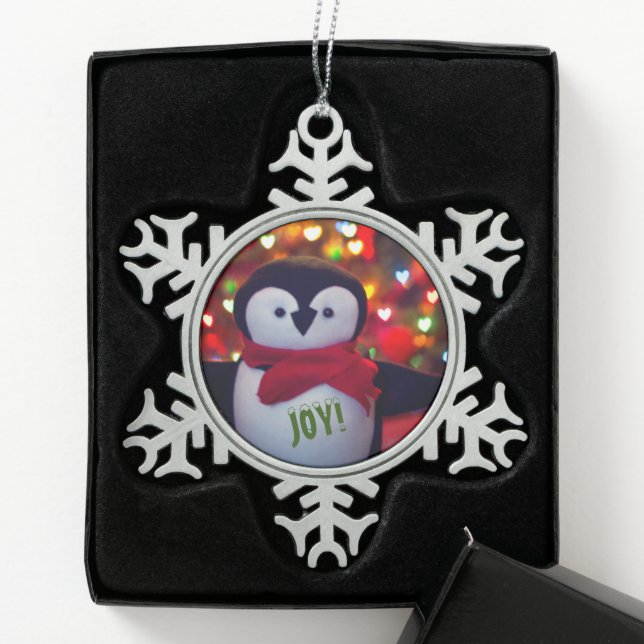 Joyful Penguin Pewter Snowflake Ornament (Box)