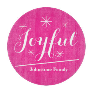  Joyful Personalized Family Name Modern Chic Pink  Cutting Board