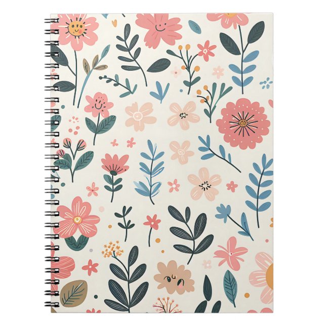 Joyful Petals – Whimsical Flower Field Notebook (Front)