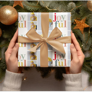 Joyful Photo Collage Christmas Wrapping Paper