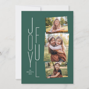 Joyful photo collage green holiday card