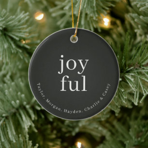 Joyful Photo Personalised Christmas Minimalist Ceramic Tree Decoration