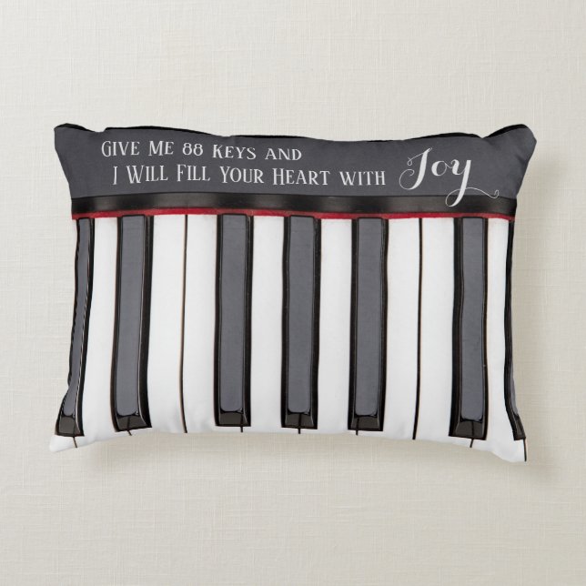 Joyful Piano Music Quotes Decorative Cushion (Back)