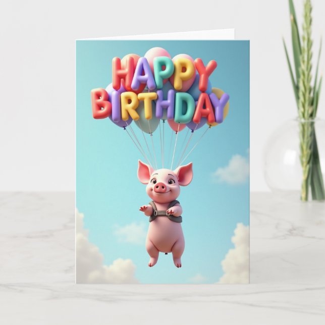 Joyful Piglet Sky Card (Front)