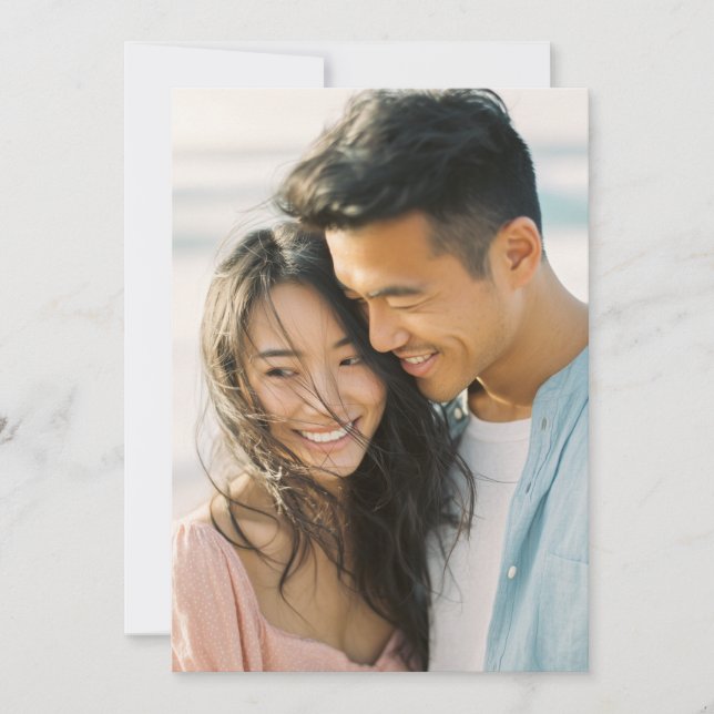 Joyful Pink Blue Candid Photo Invitation (Front)