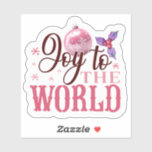 Joyful Pink Christmas Sticker!<br><div class="desc">This cheerful sticker features the heartfelt message Joy to the World alongside a shimmering pink ornament and holly leaves. Perfect for adding a touch of festive cheer to holiday gifts or decorations,  it embodies the spirit of Christmas joy.</div>