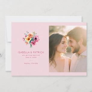 Joyful Pink Floral Photo Save The Date