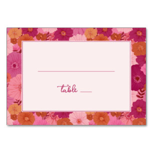 Joyful Pink Floral Table Number