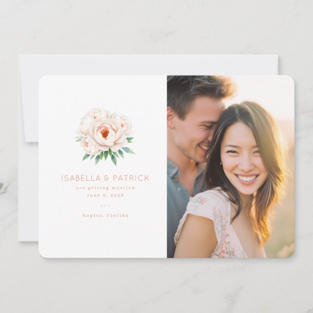 Joyful Pink Floral Wedding Save The Date (Front)