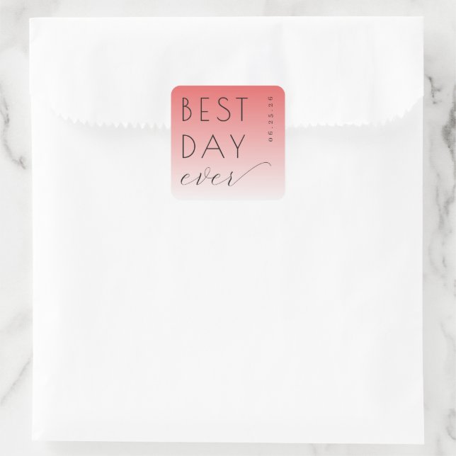 Joyful Pink Gradient Celebration Square Sticker (Bag)