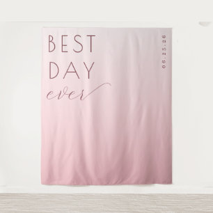 Joyful Pink Minimalist Calligraphy Tapestry