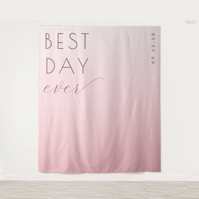 Joyful Pink Minimalist Calligraphy Tapestry (Front)