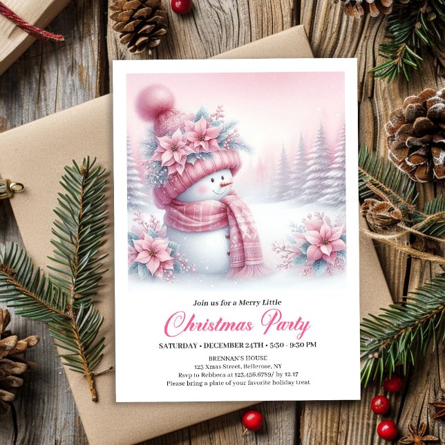 Joyful Pink Snowman Kids Download Christmas Invite (Joyful Pink Snowman Kids Download Christmas Invitation

)
