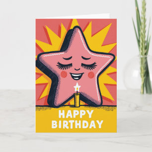 Joyful Pink Star Birthday Card
