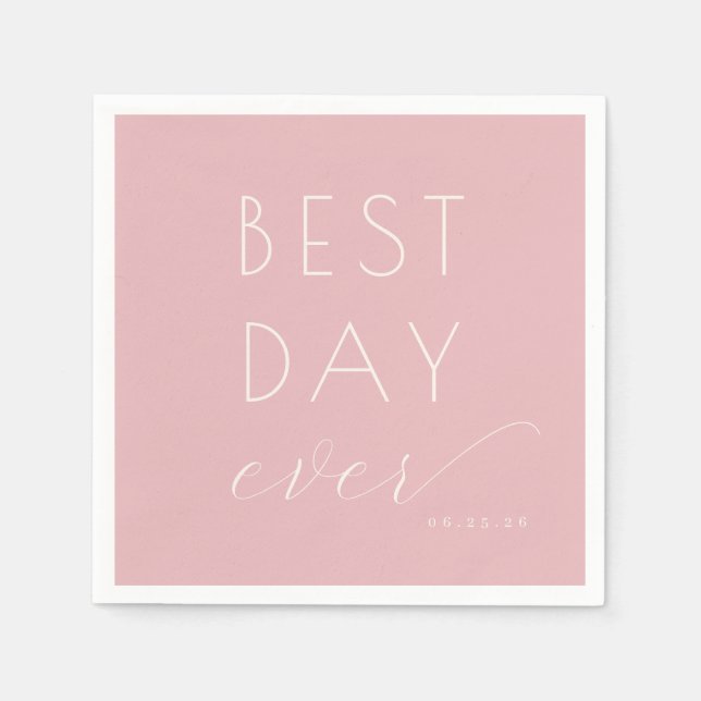 Joyful Pink Typographic Celebration Napkin (Front)
