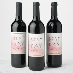 Joyful Pink Watercolor Celebration Wine Label