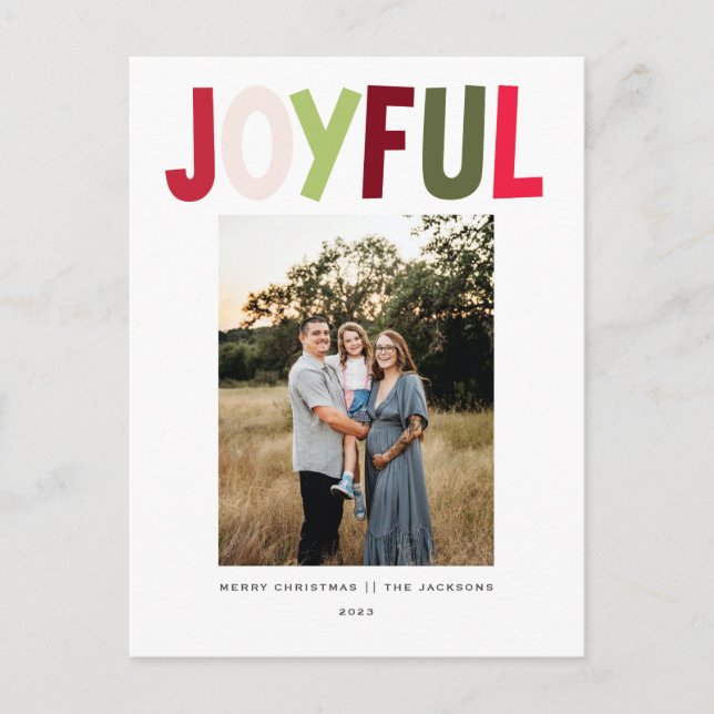 Joyful Playful vibrant Christmas Design Holiday Postcard (Front)