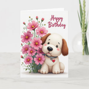 Joyful Plush Puppy Birthday Card
