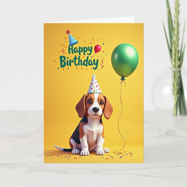 Joyful Polka Dot Puppy Card (Front)