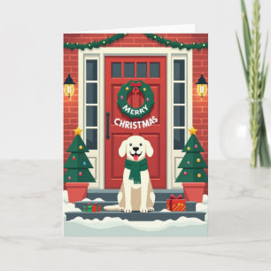 Joyful Pup Door Christmas Card