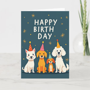 Joyful Pups Party Hats Card