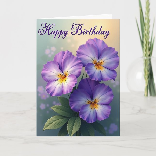 Joyful Purple Blossom Birthday Card (Front)