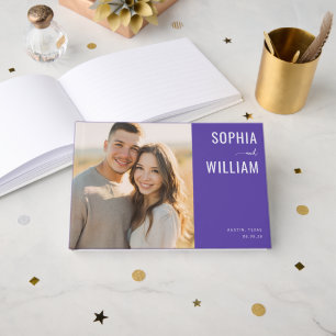 Joyful Purple Elegant Photo Guest Book