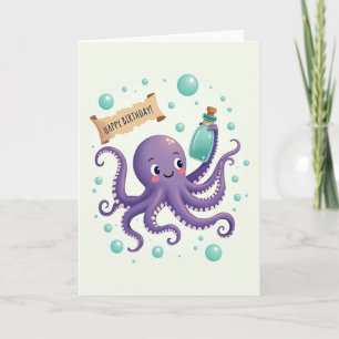 Joyful Purple Octopus Card