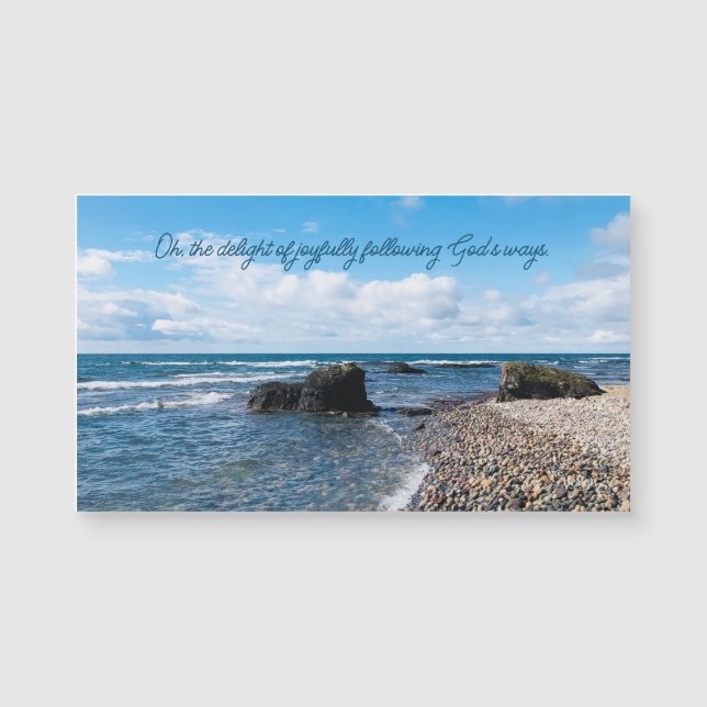 Joyful Quote Inspiring Beach Photography Magnet (Front)