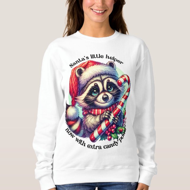 Joyful racoon in Santa hat Sweatshirt (Front)