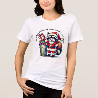 Joyful racoon shares Christmas gifts Tri-Blend Shirt