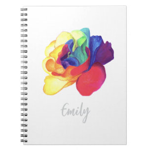 Joyful Rainbow Rose Custom Notebook