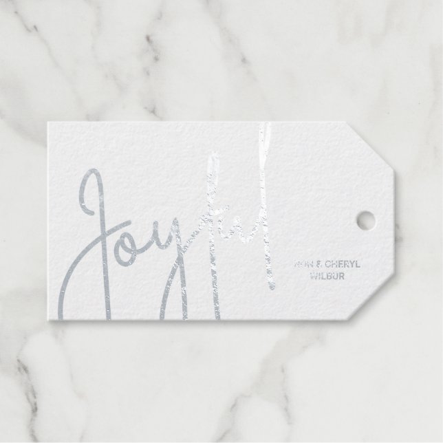 Joyful Real Silver Gift Tags (Front (Horizontal))