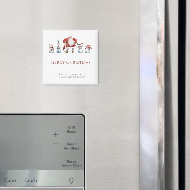Joyful Red Christmas Santa Snowman Magnet (In Situ (Fridge))