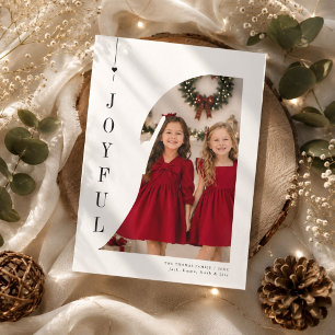 Joyful Red Dress Sisters Christmas Photo Holiday Card
