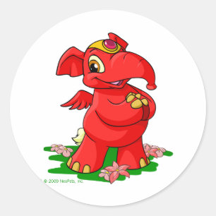 Joyful red Elephante in Shenkuu Classic Round Sticker