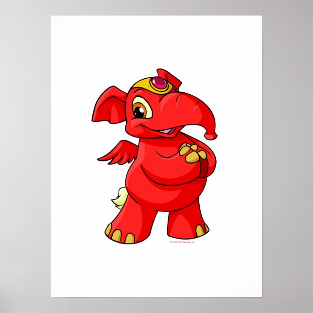 Joyful red Elephante Poster (Front)