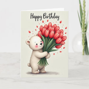 Joyful Red Floral Birthday Card