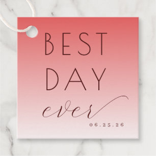 Joyful Red Gradient Minimalist Favor Tag