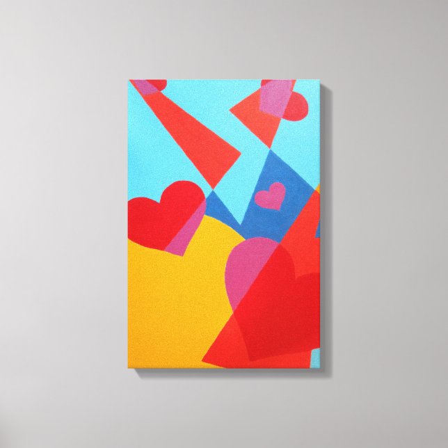 Joyful Red Hearts Abstract Print (Front)