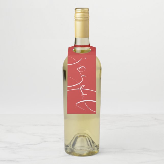 Joyful red holiday bottle tag (On Bottle)