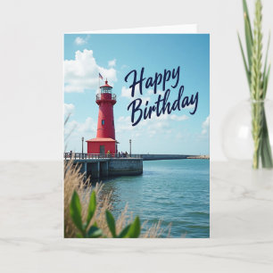 Joyful Red Lighthouse Card