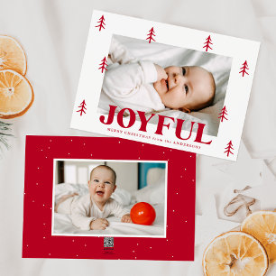 Joyful Red Trees 2 Photo Holiday Card