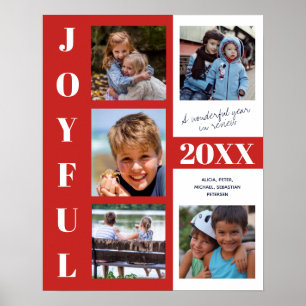 JOYFUL Red Year in Review 5 Photo Collage Family Poster