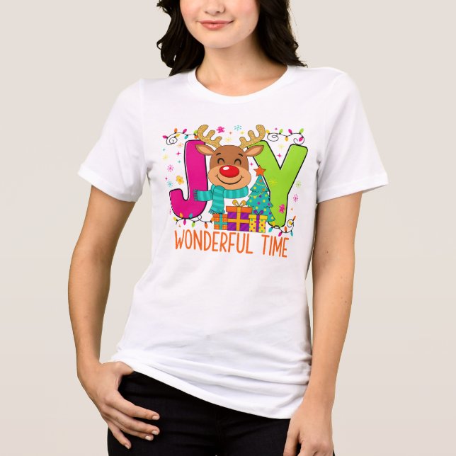 "JOYful Reindeer Christmas Tee" Tri-Blend Shirt (Front)