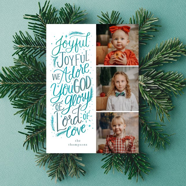 Joyful Religious Photo Card Winter Navy Blue (Creator Uploaded)