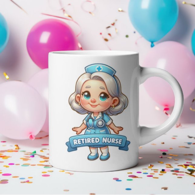 Joyful Retirement: Charming Retired Nurse Coffee Mug (Creator Uploaded)